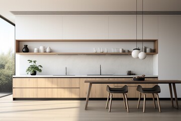 Aesthetic Kitchen Room Interior Design Created with Generative AI