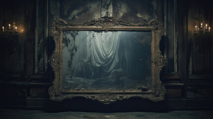 Haunted Mirror Reflecting Apparitions - obrazy, fototapety, plakaty