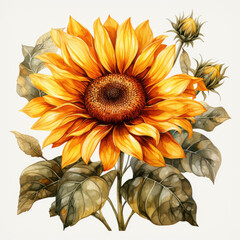 watercolor Sunflower clipart, Generative Ai