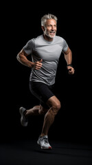 Man running, black background, high shutter speed