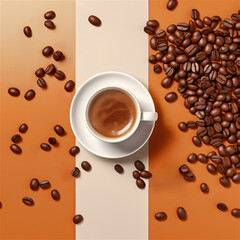cup of coffee, coffee beans