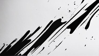 Black and white abstract paint brush wallpaper. 4k background with paint splatters, brushstrokes, clean minimal textured wallpaper.