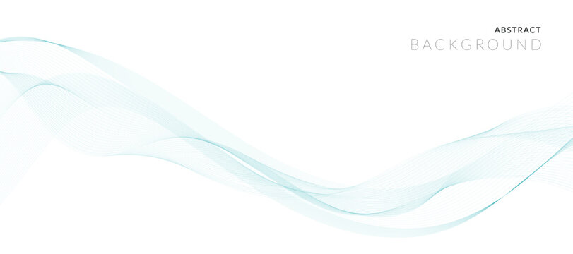 Abstract blue smooth wave on a white background. Dynamic sound wave. Design element. Vector illustration.