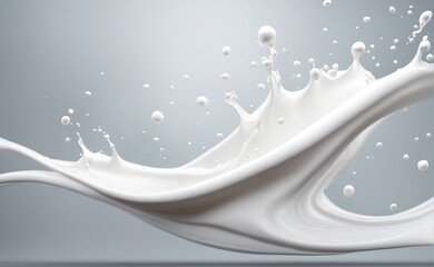 White milk wave splash with splatters and drops. Ai. Cutout on 