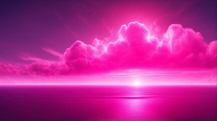 , Pink magenta fantastic 3d clouds on the floor, sky and landscape. Gentle colors and with bright lights.