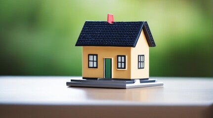 Miniature Home with Piggy Bank for the Idea of Saving for a Mortgage