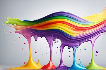 Naklejka premium Rainbow wave. Colorful paint splash. Isolated design element on the background. .