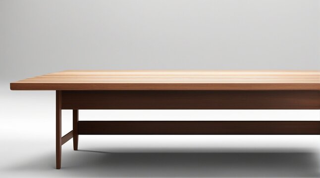 a front view of a dark brown, empty wooden table with  background, serving as a blank wood table mockup, Ai generative
