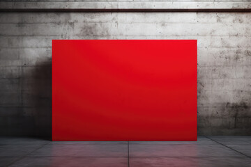 Black Friday sale banner. Red board against concrete wall. Mockup