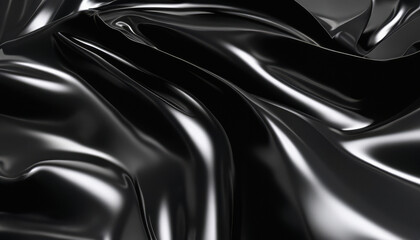 3d render of dark and black silk displaying white iridescent holographic Chrome creating a captivating vision of elegance. Generative AI