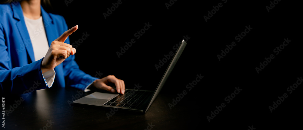 Canvas Prints close-up portrait typing keyboard on laptop computer. working online on white table at office. faceb