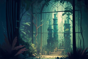 synthetic biology 2d game art landscape video game environment beautiful 