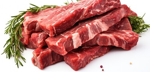 raw meat on a white background