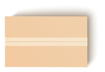 Sealed cardboard box top view. Blank realistic mockup