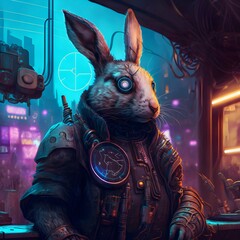 Rabbit New Year Cyberpunk Universe 