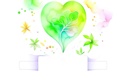 Watercolor banner template for Mental Health Day with a heart