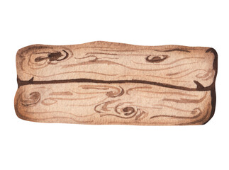 Wooden board, pointer, signboard. Rustic. Watercolor illustration