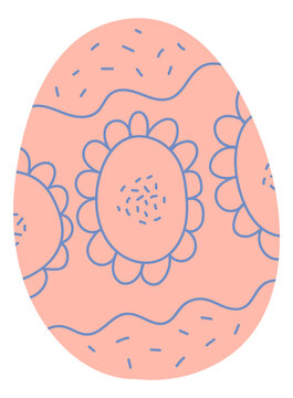 Pink patterned egg. Easter celebration traditional symbol