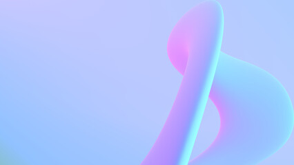 Abstract curved number 8. 3d shape with light blue lavender pink glossy gradient. Pastel neon background 8k 16:9. Minimalistic backdrop. Futuristic geometric element. Digital poster, cover, web banner - obrazy, fototapety, plakaty