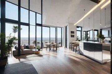 Interior design of a modern open-plan flat