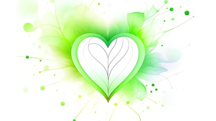 Watercolor illustration in the shape of a heart in green tones