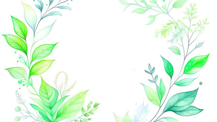 Banner template with green leaves and space for text