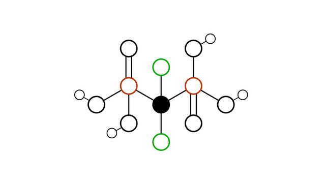 clodronic acid molecule, structural chemical formula, ball-and-stick model, isolated image first generation bisphosphonate