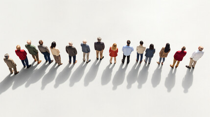 Line of people on white background
