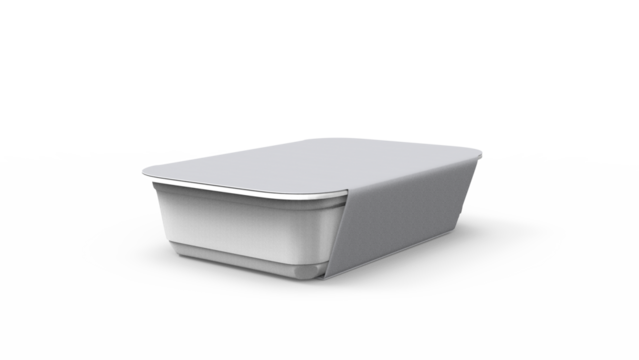 Eco-friendly square food package with label transparent background