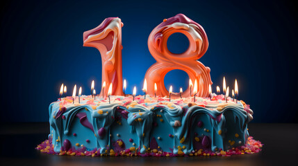 photo 18th birthday celebrating arrangement with birthday cake generative ai