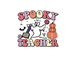 Halloween Groovy retro t-shirt design 