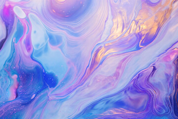 Abstract liquid painting with blue, purple, and orange colors background