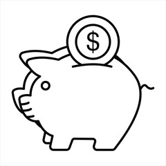 piggy bank line icon design style