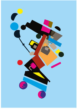 pies, kubizm, ilustracja - obraz