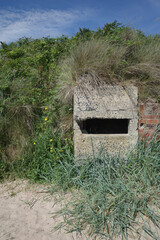 Low Newton, UK - A pill box on the beach at Low Newton, Northumberland