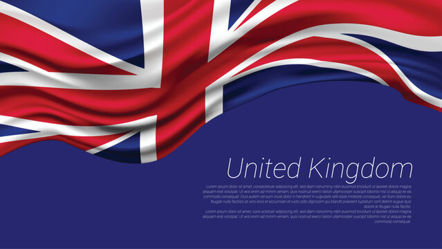 Flag of United Kingdom vector, Waving flag,