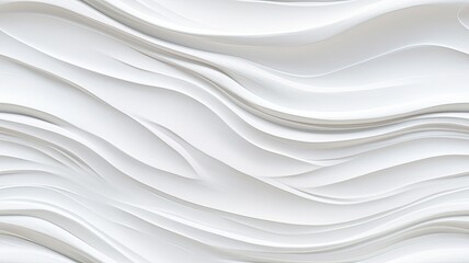 A close-up of an abstract acrylic wavy wall painting, where white strokes create subtle waves on a pristine white canvas.