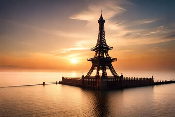 eiffel tower at sunset
