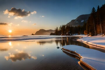 sunset over the lake