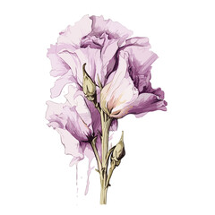 Lisianthus, Graphic , Illustration, Watercolor PNG