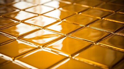 Close up of a glossy floor in gold Colors reflecting the Daylight
