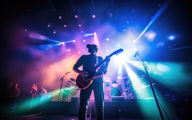 A musician on stage at a concert. Generative AI