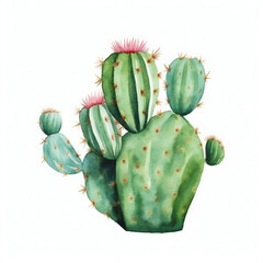 Naklejka premium watercolor cactus on white background