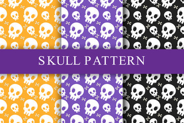Skull Head Pattern Vector graphic in three color