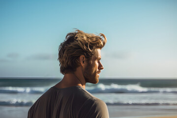 Male model posing in  front of camera, beautiful sun lightning - The Model Series