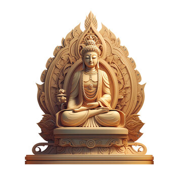 recommend clip art: Buddha Shakyamuni 3d statue, isolated on white or transparent background.