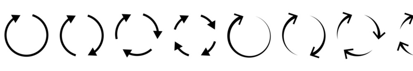Cyclic rotation icon line set. Recycling icons. Vector illustration isolated on white background - obrazy, fototapety, plakaty