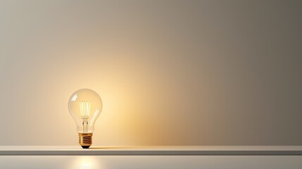  a light bulb sitting on top of a shelf next to a wall.  generative ai
