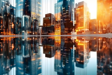 city skyline at night