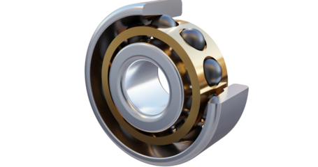 Angular Contact Bearing showing balls and metal races